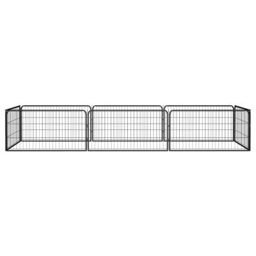 Box Cani 8 Pannelli Nero 100x50 cm Acciaio Verniciato Polvere
