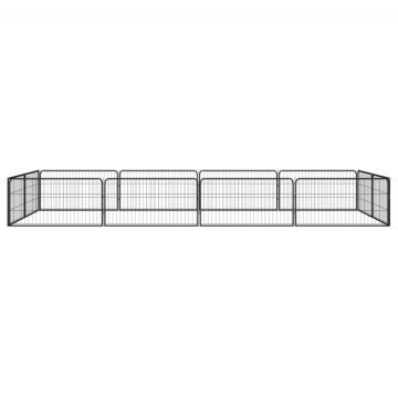 Box Cani 12 Pannelli Nero 100x50 cm Acciaio Verniciato Polvere