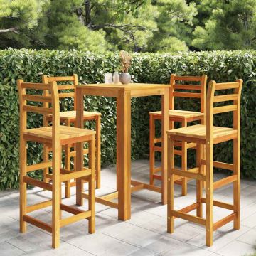 Set da Bar per Giardino 5 pz Legno Massello di Acacia