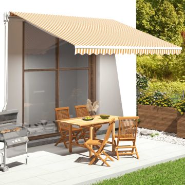 Tessuto di Ricambio per Tenda da Sole Giallo e Bianco 450x350 cm Poliestere