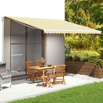 Tessuto di Ricambio per Tenda da Sole Giallo e Bianco 500x350 cm Poliestere