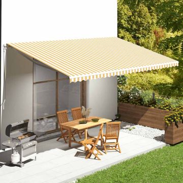 Tessuto di Ricambio per Tenda da Sole Giallo e Bianco 600x350 cm Poliestere