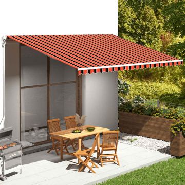 Tessuto di Ricambio per Tenda da Sole Arancione e Marrone 500x350 cm Poliestere