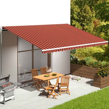 Tessuto di Ricambio per Tenda da Sole Arancione e Marrone 600x350 cm Poliestere