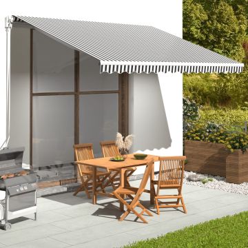 Tessuto di Ricambio per Tenda da Sole Antracite e Bianco 400x300 cm Poliestere