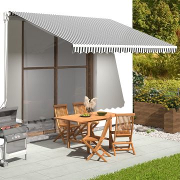 Tessuto di Ricambio per Tenda da Sole Antracite e Bianco 400x350 cm Poliestere