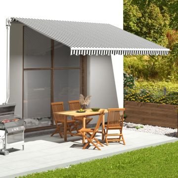 Tessuto di Ricambio per Tenda da Sole Antracite e Bianco 450x300 cm Poliestere