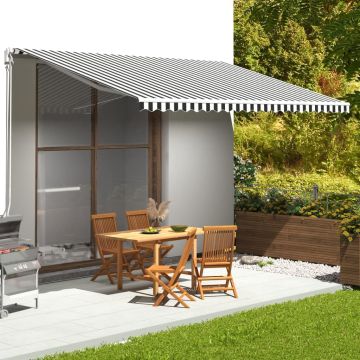 Tessuto di Ricambio per Tenda da Sole Antracite e Bianco 500x300 cm Poliestere