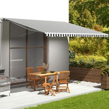 Tessuto di Ricambio per Tenda da Sole Antracite e Bianco 500x350 cm Poliestere