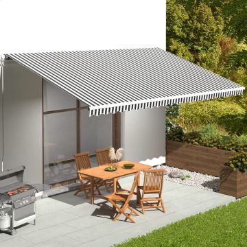 Tessuto di Ricambio per Tenda da Sole Antracite e Bianco 600x350 cm Poliestere