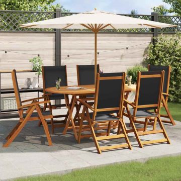 Sedie Pieghevoli 6pz Legno Massello Acacia e Textilene