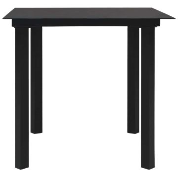 Tavolo da Giardino Nero 80x80x74 cm in Acciaio e Vetro