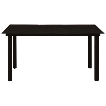 Tavolo da Giardino Nero 150x80x74 cm in Acciaio e Vetro