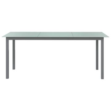 Tavolo da Giardino Grigio Chiaro 190x90x74cm Alluminio e Vetro