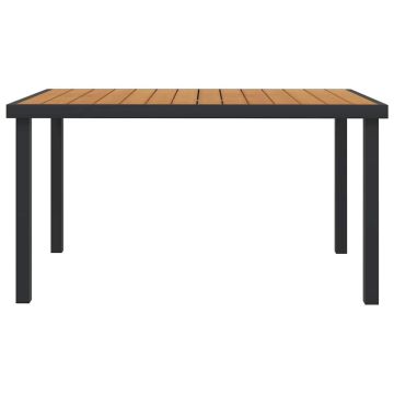 Tavolo da Giardino Marrone 140x90x74 cm in Alluminio e WPC