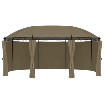 Gazebo con Tende 520x349x255 cm Grigio Talpa 180 g/m²