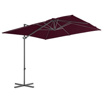 Ombrellone a Sbalzo con Palo in Acciaio 250x250 cm Bordeaux