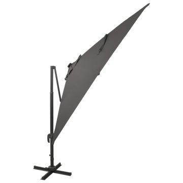 Ombrellone a Sbalzo con Palo e Luci a LED Antracite 300 cm