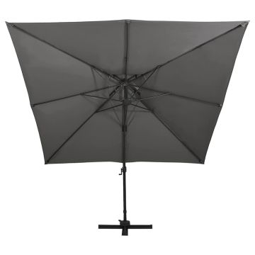 Ombrellone a Sbalzo con Doppia Copertura 300x300 cm Antracite