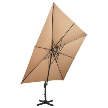 Ombrellone da giardino a sbalzo con doppio piano 300x300 cm tortora