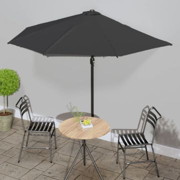 Ombrellone Balcone Palo in Alluminio Nero 300x155x223cm a Metà