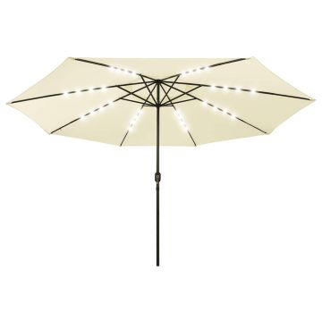 Ombrellone da Giardino con Luci LED 400 cm Sabbia