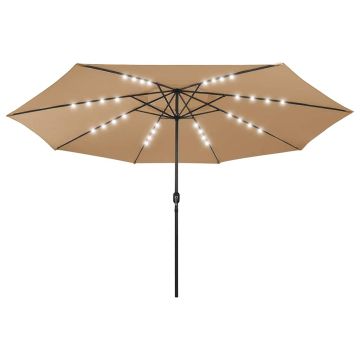 Ombrellone da Giardino con Luci LED 400 cm Tortora