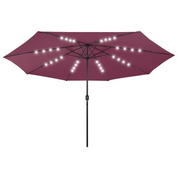 Ombrellone da Giardino con Luci LED 400 cm Rosso Bordò
