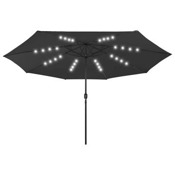 Ombrellone da Giardino con Luci LED 400 cm Nero