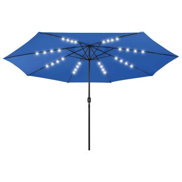 Ombrellone da Giardino con Luci LED 400 cm Azzurro