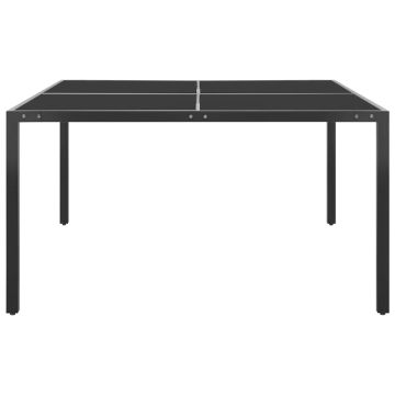 Tavolo da Giardino Antracite 130x130x72 cm in Acciaio e Vetro