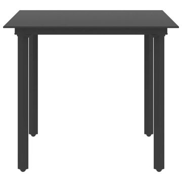 Tavolo da Giardino Nero 80x80x74 cm in Acciaio e Vetro
