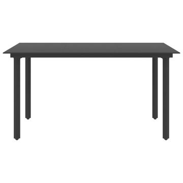 Tavolo da Giardino Nero 150x80x74 cm in Acciaio e Vetro