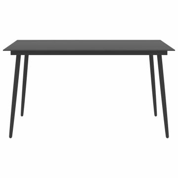 Tavolo da Giardino Nero 150x90x74 cm in Acciaio e Vetro