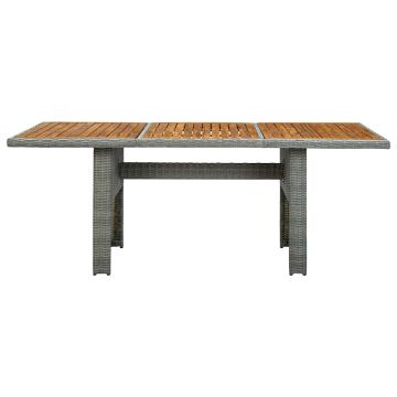 Tavolo da Giardino Grigio Chiaro in Polyrattan e Legno Acacia