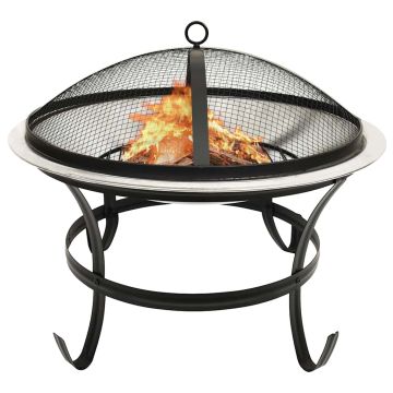 Braciere e Barbecue 2in1 e Attizzatoio 56x56x49 cm Acciaio Inox