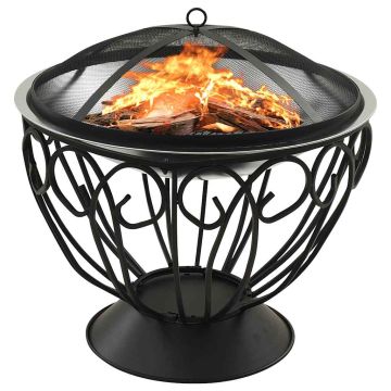 Braciere e Barbecue 2in1 e Attizzatoio 59x59x60 cm Acciaio Inox