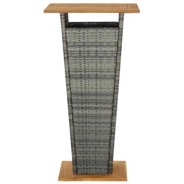 Tavolino da Tè Grigio 60x60x110 cm Polyrattan e Massello Acacia