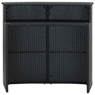 Tavolo da Bar per Esterni Nero 120x55x110 cm in Polyrattan