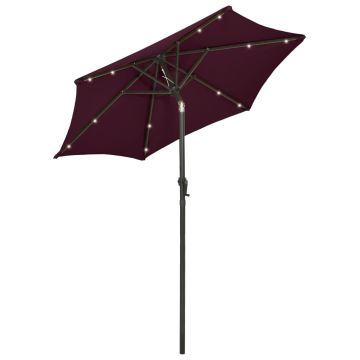 Ombrellone da Giardino con LED Bordeaux 200x211 cm in Alluminio