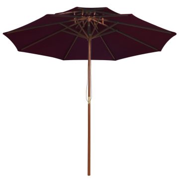 Ombrellone a Due Livelli con Palo in Legno 270 cm Rosso Bordò
