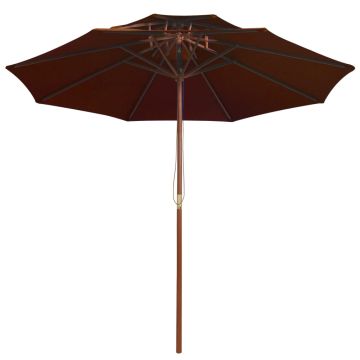 Ombrellone a Due Livelli con Palo in Legno 270 cm Terracotta