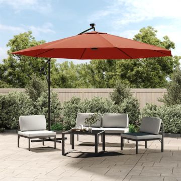 Ombrellone a Sbalzo con LED Terracotta 350 cm