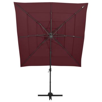 Ombrellone a 4 Livelli Palo in Alluminio 250x250 cm Bordeaux