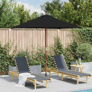 Ombrellone da Giardino con Palo in Legno 150x200 cm Nero