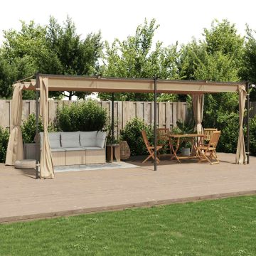 Gazebo con Tende 6x3 cm Grigio Talpa in Acciaio
