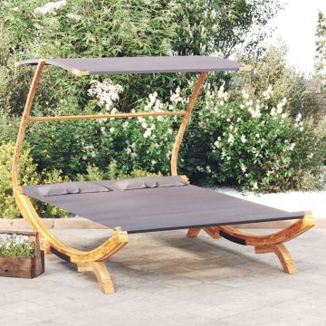 Lettino con Tettuccio 165x203x138 cm in Legno Curvato Antracite