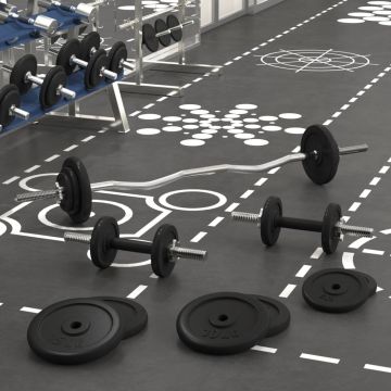 Set Bilanciere e Manubri con Dischi 90 kg in Ghisa