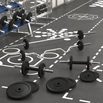 Set Bilanciere e Manubri con Dischi 90 kg in Ghisa