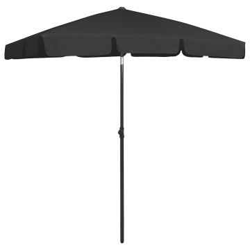 Ombrellone da Spiaggia Nero 180x120 cm